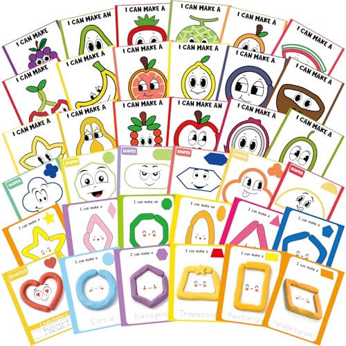 Ireer 36 Pcs Dough Mats for Kids Activity Card for Clay
