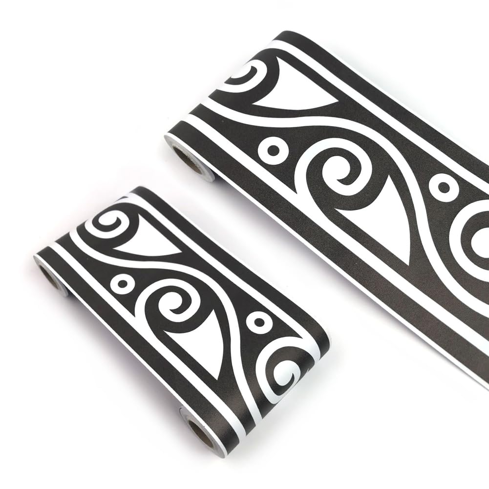 Tmapruvg Black3 12Cm*10M Wallpaper Border 3D Peel And Stick Wall Trim,Self Adhesive Ceiling Decorative Molding Waterproof Baseboard Sticker For Backsplash (Black3)
