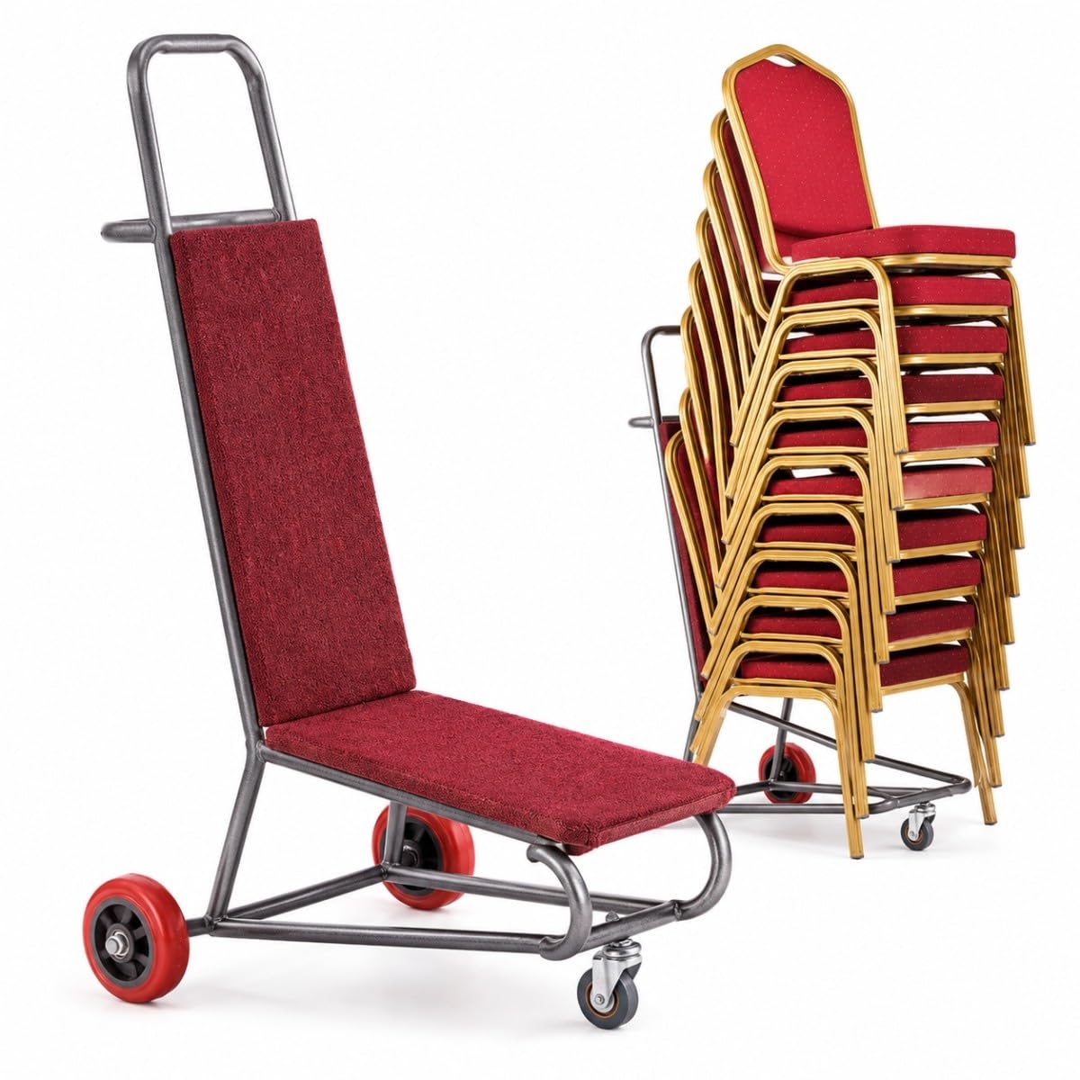 Chariot à chaises empilables à 3 Roues pour banquets, Chariot à chaises