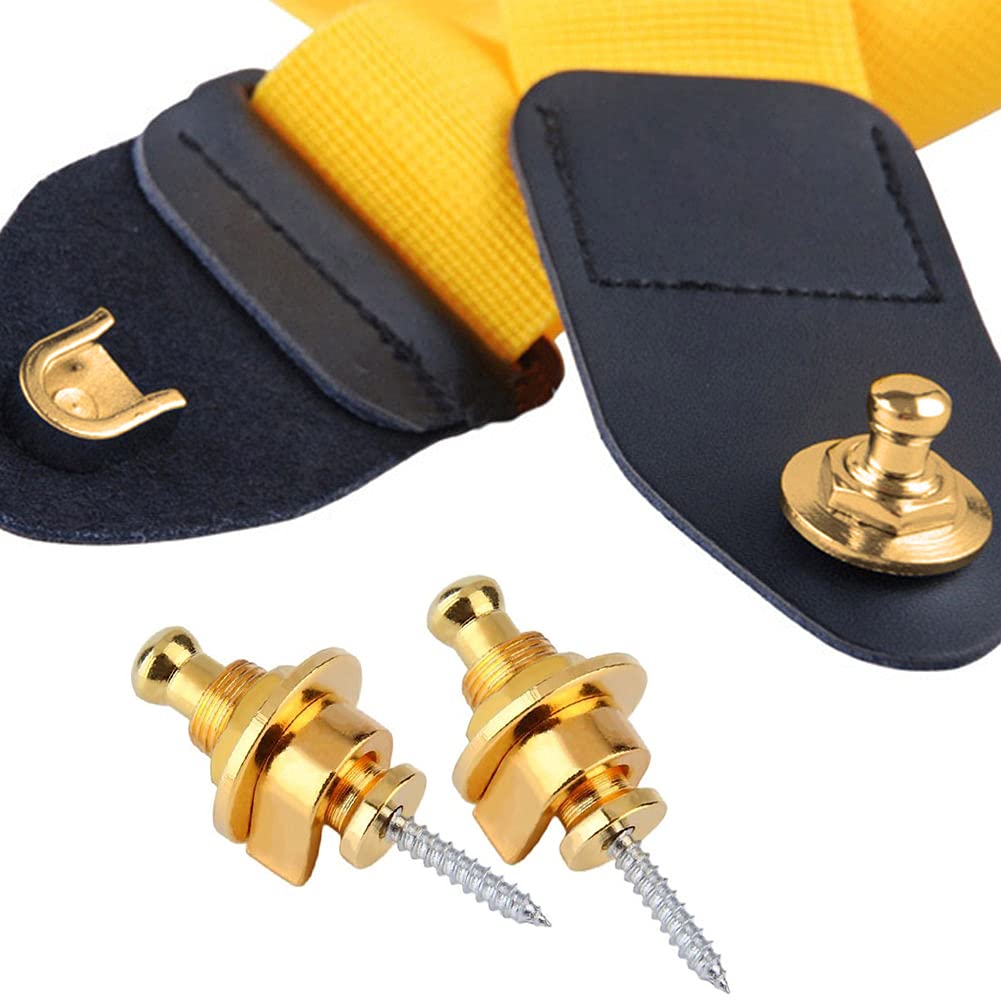 Serrures Sangle Guitare Métal Doré - Lot De 4 - Système Verrouillage Anti-dérapant Pour Guitare Et Basse