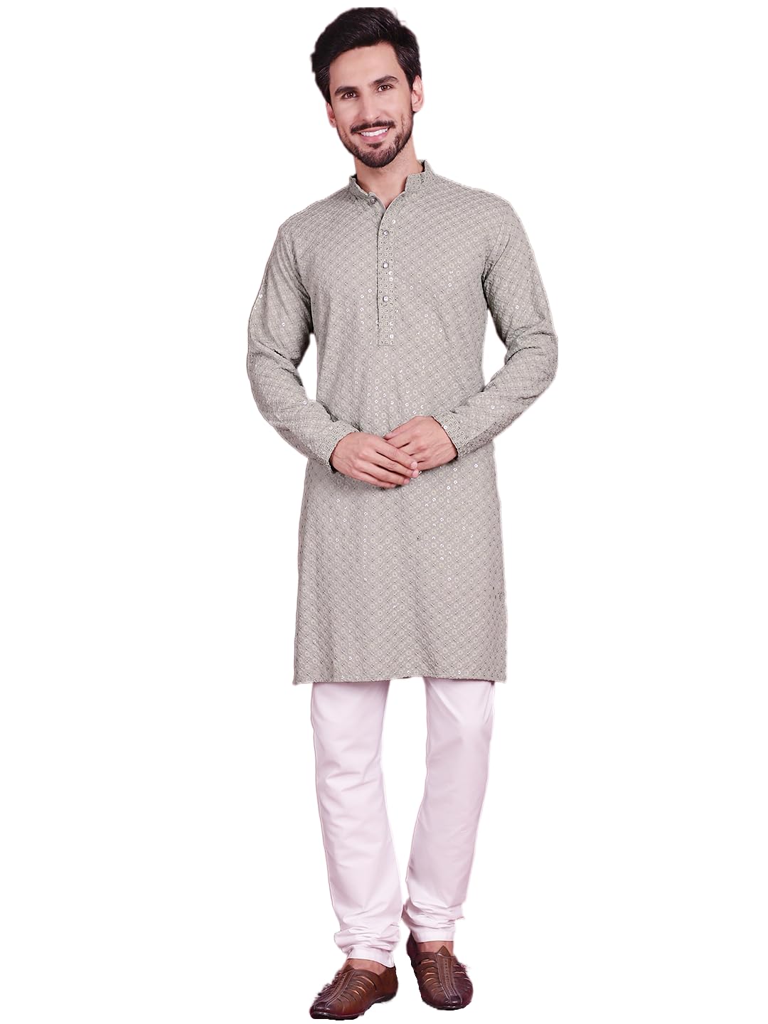 jompers Chikankari Embroidered and Sequence Kurta with Pyjama for Men-picture-22
