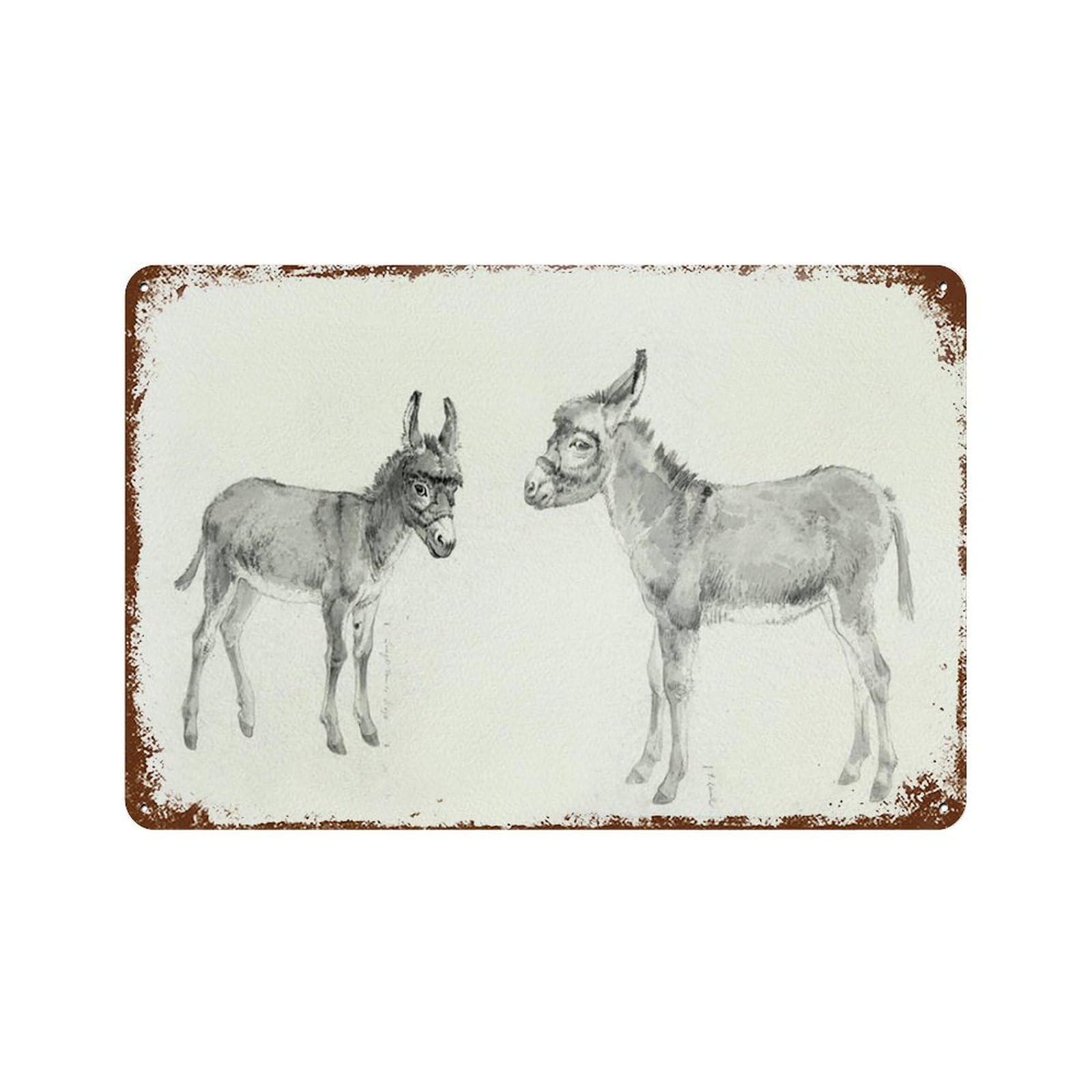 xiaoxiaoshen Vintage Donkey Rustic Farmhouse Nursery Wall Decor Art Metal Tin Poster Modern Home Decor Art Home Bar Shop Decorations Vintage Sign 20x30cm