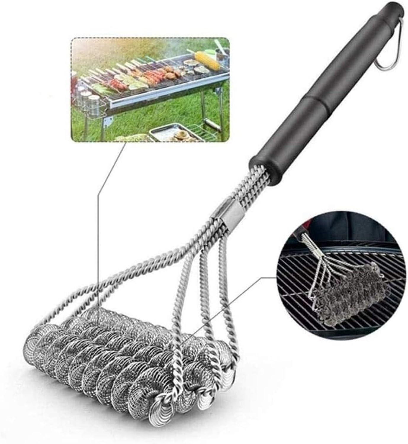 Cepillo limpieza barbacoa Camping al AIRE Libre portátil Familiar parrilla Grill herramienta limpieza cabeza alambre Acero inoxidable cepillo parrilla sin aceit, B