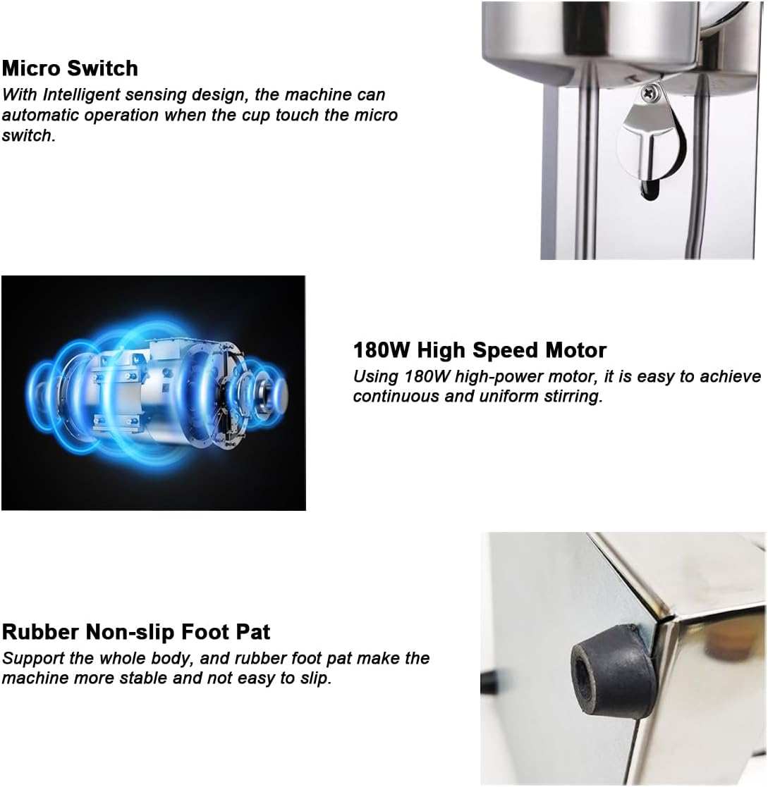 INTBUYING Dual Head Milkshake Machine Stainless Steel Milk Shake Machine 2 Speed with Mixing Cup, Smoothie Mixer Blender Cocktail Maker Commercial Milkshake Mixer image 5