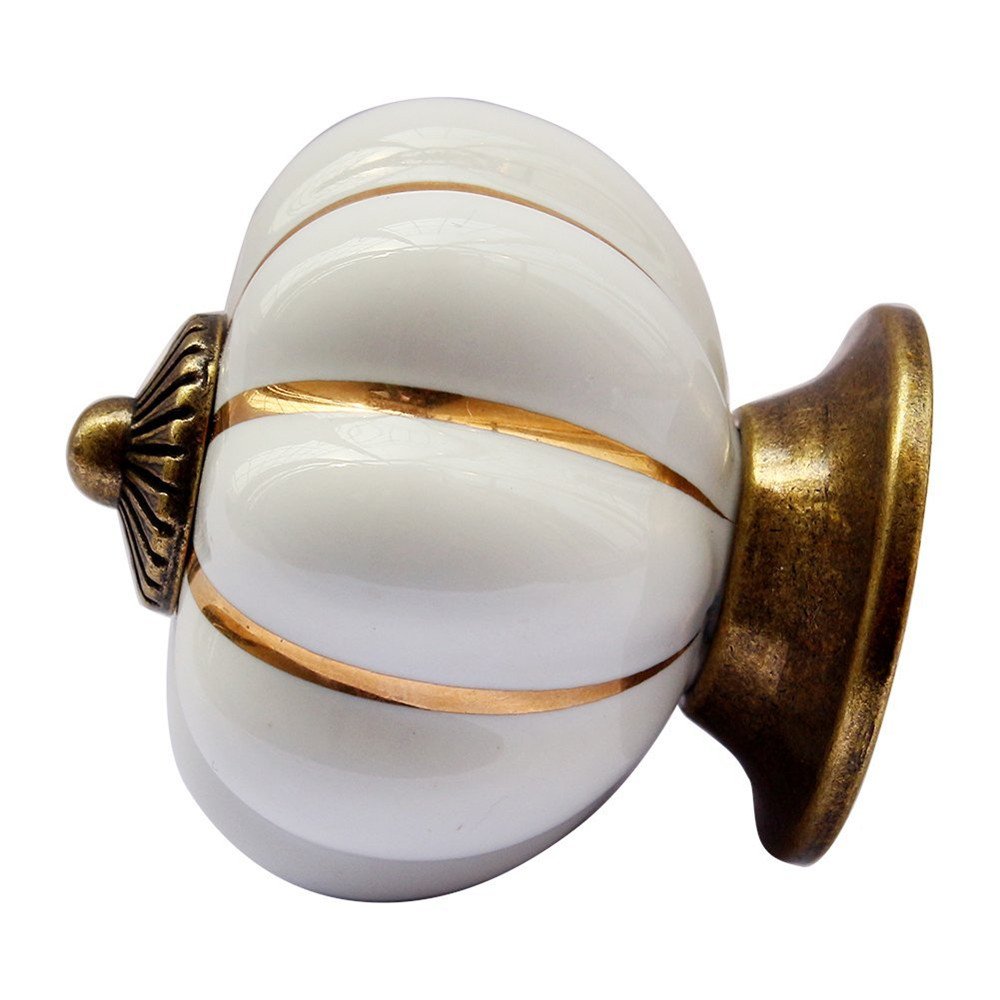 10pcs Pomelli Per Porte Cassetti In Stile Vintage A Forma Di Zucca Maniglie Armadi In Ceramica Tira Maniglie da Creatwls - Bianca