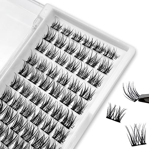 Cluster Lashes 72pcs 8-16mm Individual Clusters D Curl, Professional Kit DIY Soft Fluffy Lashes (8-16mm, K05-Z6)