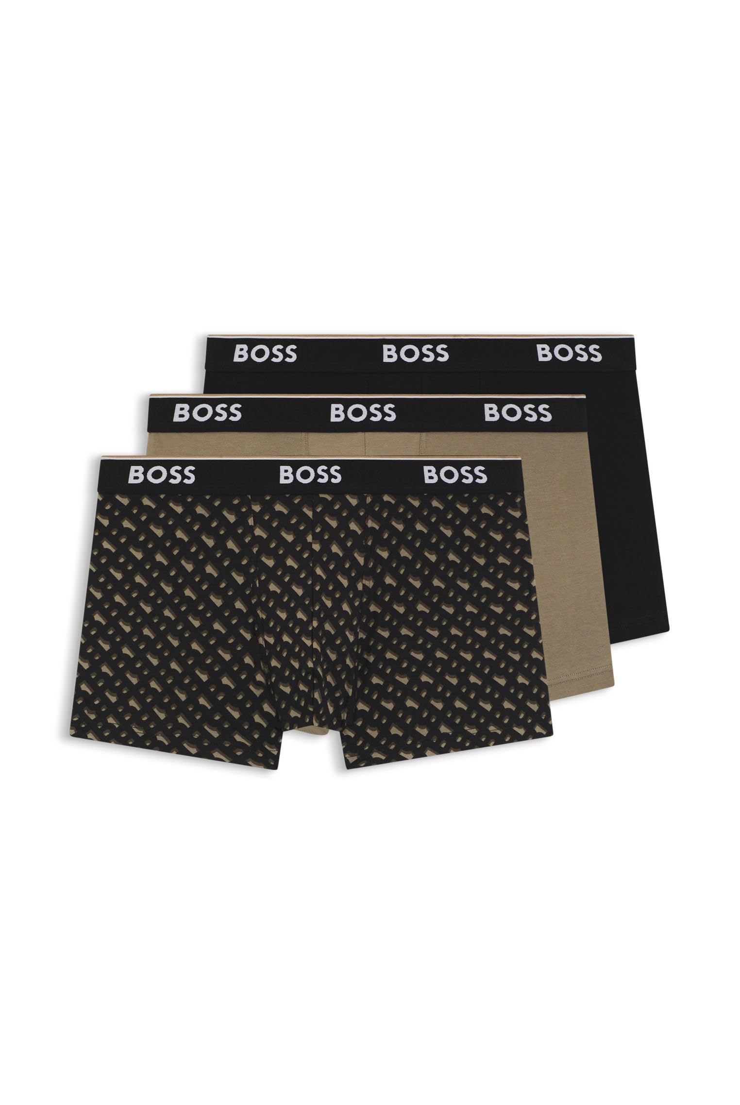 BOSS Herren Trunk 3P Power Desig Dreierpack eng anliegende Boxershorts mit kurzem Bein und Logo am Bund