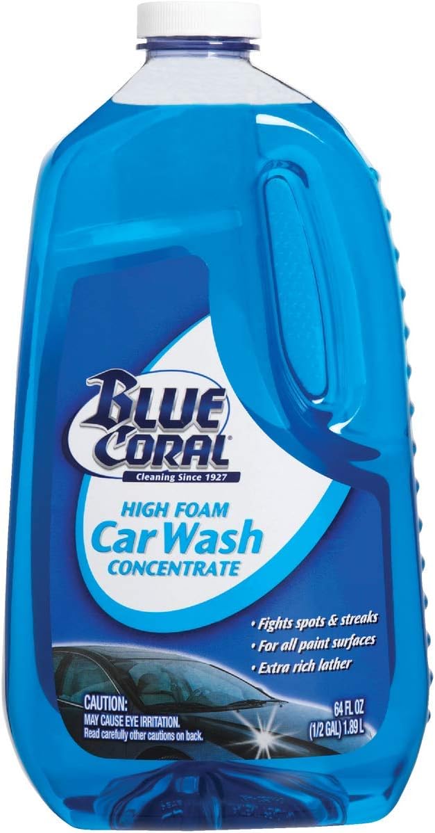 Blue Coral High Foam Car Wash Concentrate | Pack of 1 | 1890 ML | Ideal for All Car Finishes | Preserves Waxed Surfaces | Concentrated Formula for Enhanced Strength and Economy