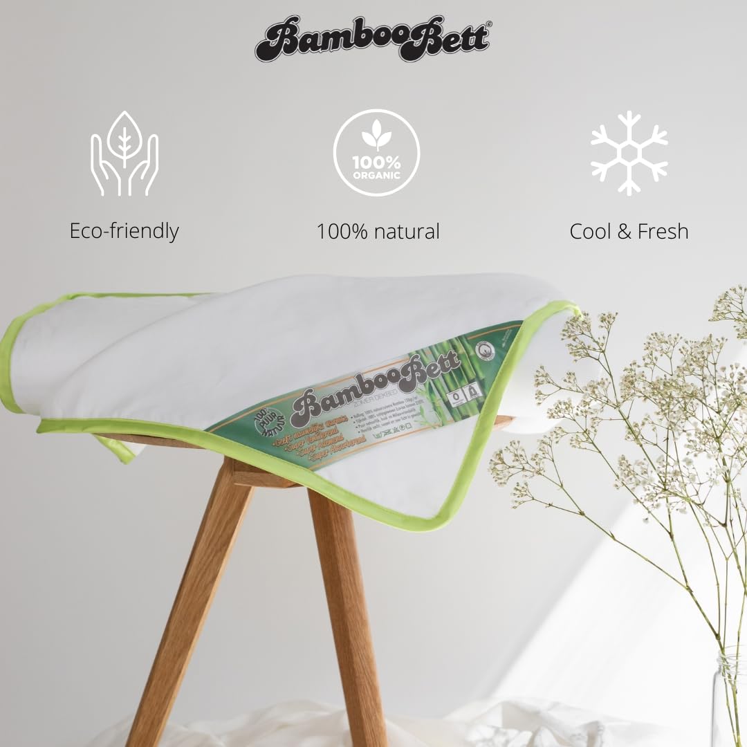 Bambus Bett - Original Sommerdecke aus reinem Bambus - Köstlich kühle und frische Bambusdecke - Leichte, geschmeidige, saugfähige, luftdurchlässige Sommerdecke - 200x220 cm (Extra lang)