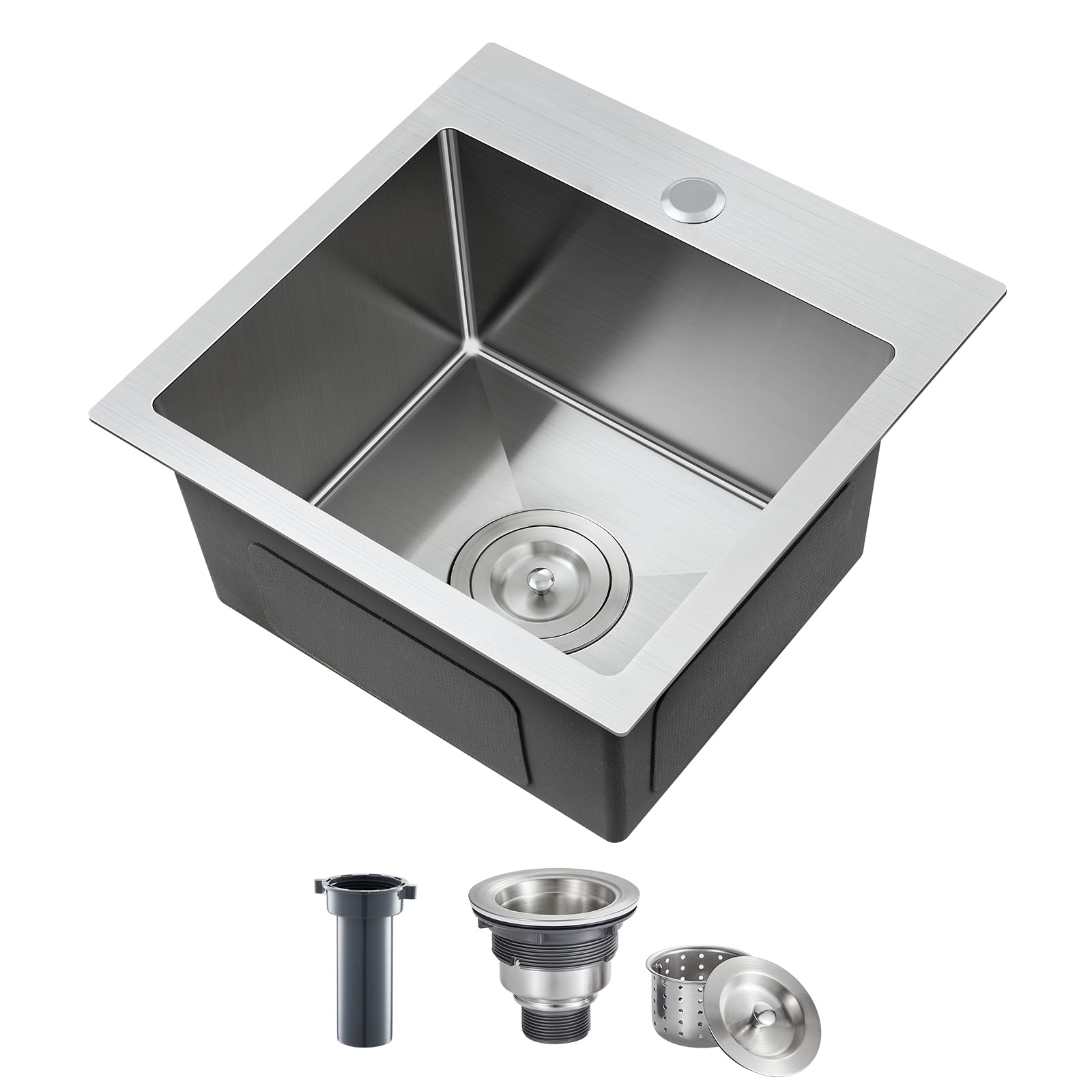 ROVATE Barspüle Aus Edelstahl – 33x38,1 Cm, Unterbau/Aufsatz, T-304 Qualität | Mit Schalldämpfender Beschichtung, 6 Jahre Garantie