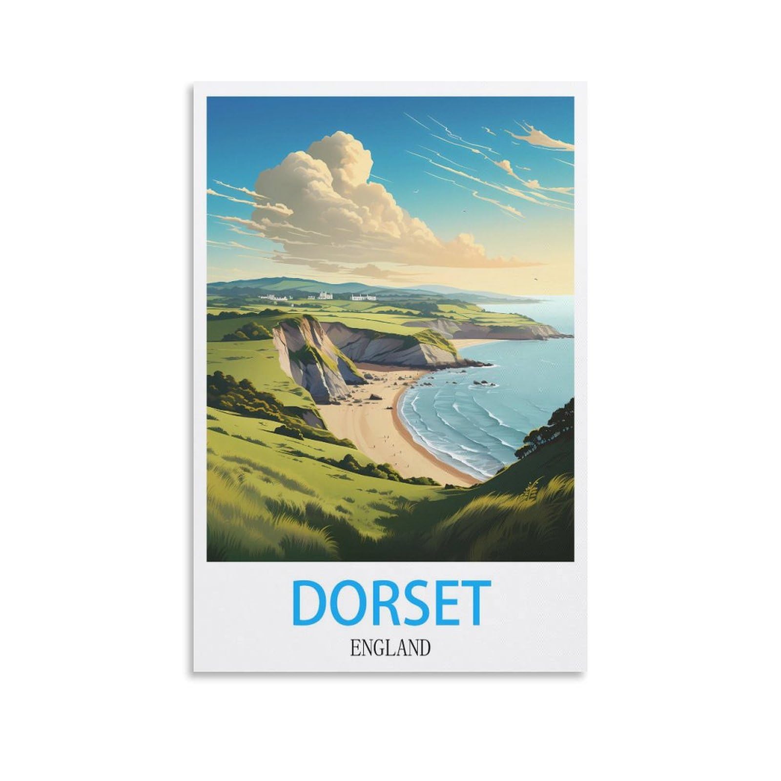 Hwjjuii Unframe-Style Dorset England Vintage Travel Poster 16X24inch(40X60cm) Canvas Wall Posters And Art Picture Print Modern Family Bedroom Decor Posters