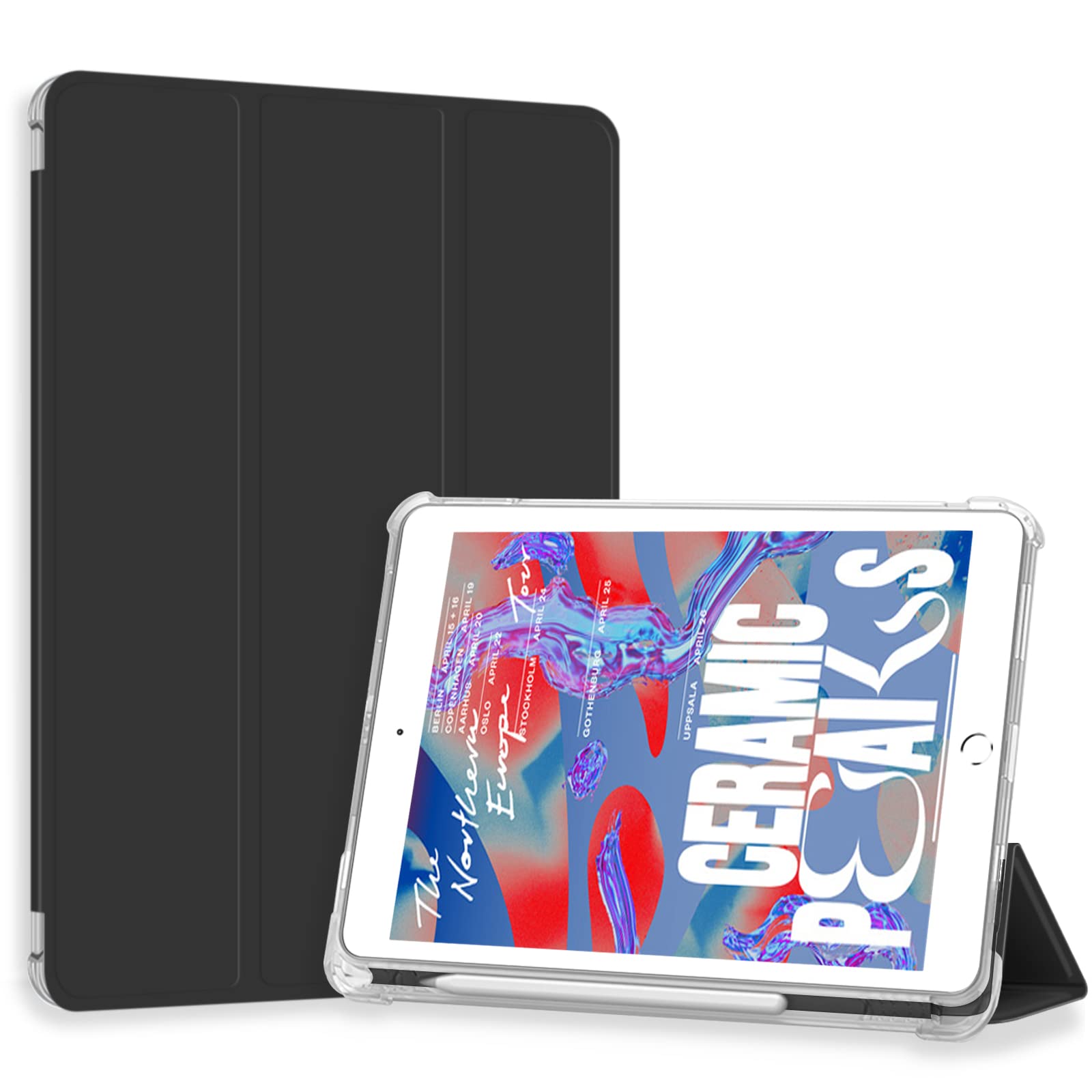 Case for iPad Pro 9.7 Only(Old Model 2016), Lightweight Slim Auto Sleep/Wake Trifold Stand Smart Cover, Soft TPU Frosted Translucent Back Pencil Holder Case for iPad Pro 9.7 Inch, Black