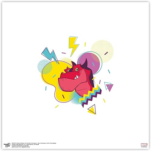 Trends International Gallery Pops Marvel Moon Girl and Devil Dinosaur - Arte de pared con insignia pop de dinosaurio diablo, versión sin marco, 12 x
