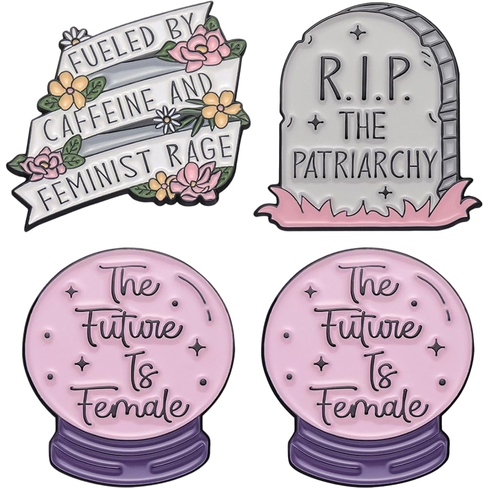Ymxygz Girl Feminist Pin Brooch 4pcs/set Lapel Backpack Badge Supporting Women's Rights Pin Brooch Feminism Jewelry Gift