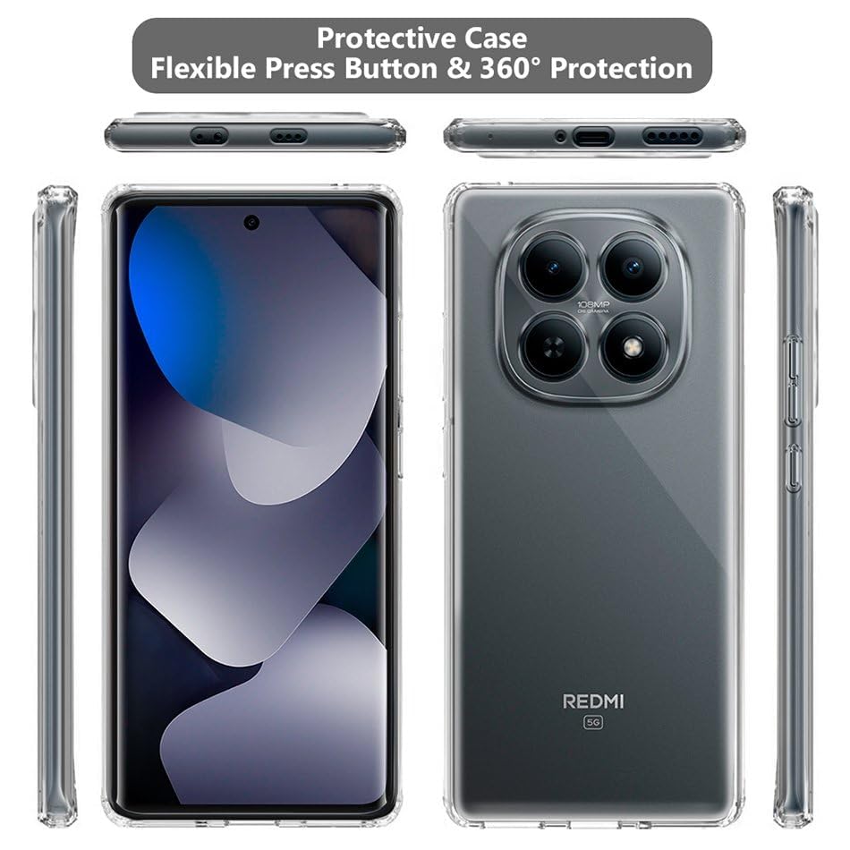Image of NISHTECH for Redmi Note 15 5G Premium Transparent Hybrid Soft Slim Dust Proof Back Case Cover with Camera Protection
