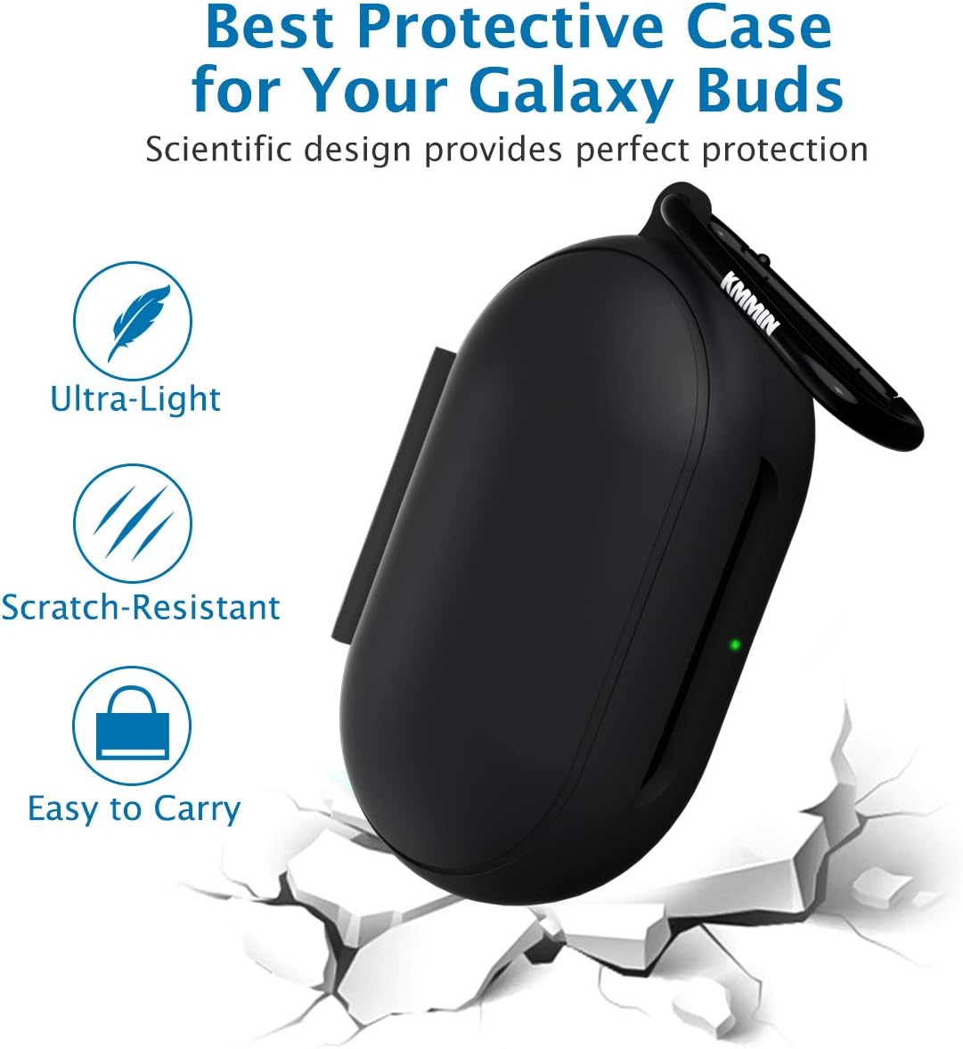 Galaxy Buds Case Cover, KMMIN Protective Case Skin for 2020 Newest Galaxy Buds+ Plus Carrying Silicone Case with Accessories Keychain Storage Case Support Wireless Charging Front LED Visble
