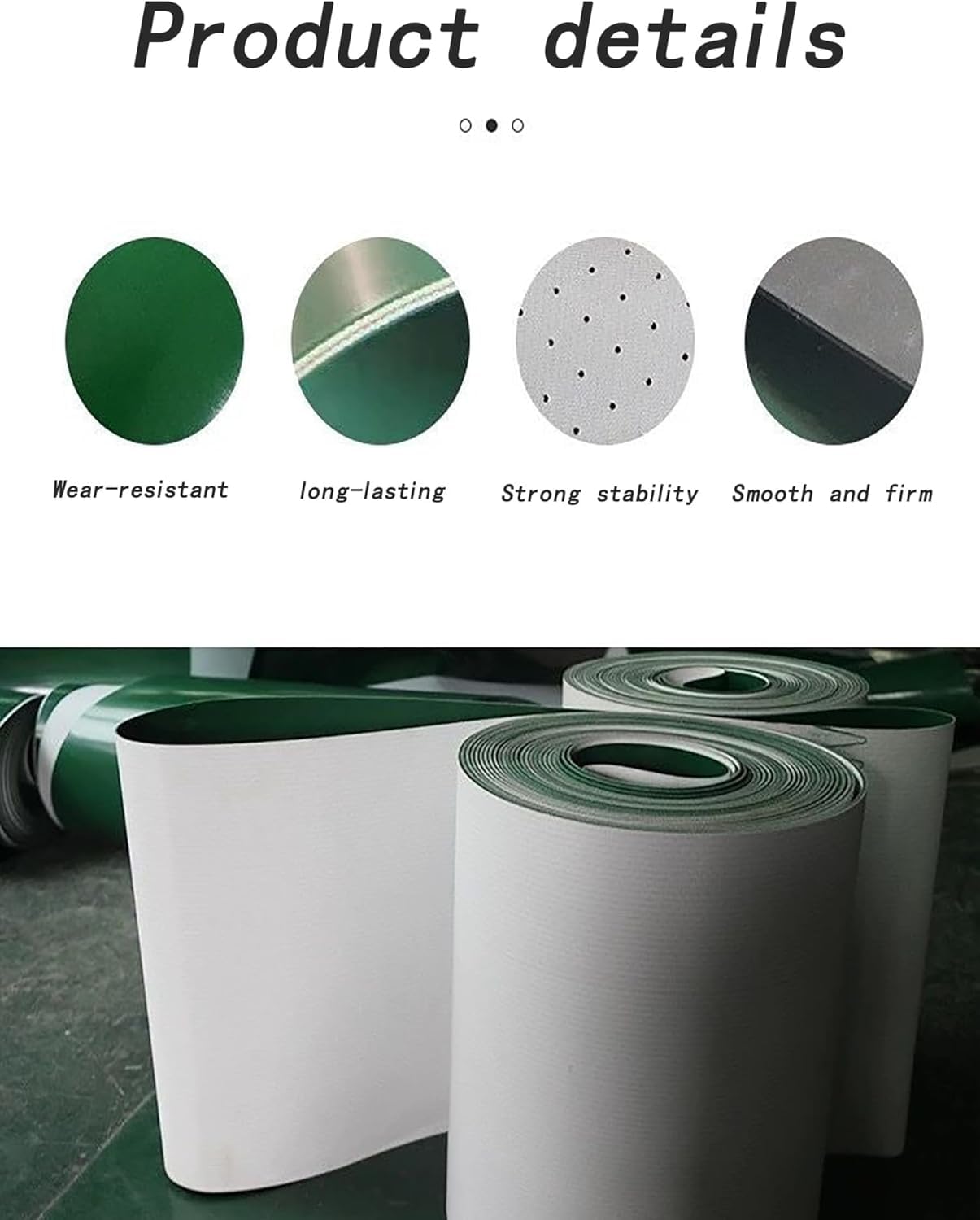Cinta transportadora industrial de PVC de repuesto para PackagiLines 20 x 200 cm para un producto eficiente, ideal para aplicaciones FooManufacturianLogistics.