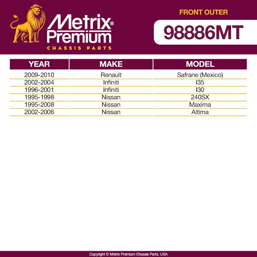 Metrix Premium Chassis Parts - 2 PC Front Outer Tie Rod End Kit Fits 09-10 Renault Safrane, 02-04 Infiniti I35, 96-01 I30, 95-98 Nissan 240SX, 95-08 Maxima, Replacement ES3438, Made in Europe