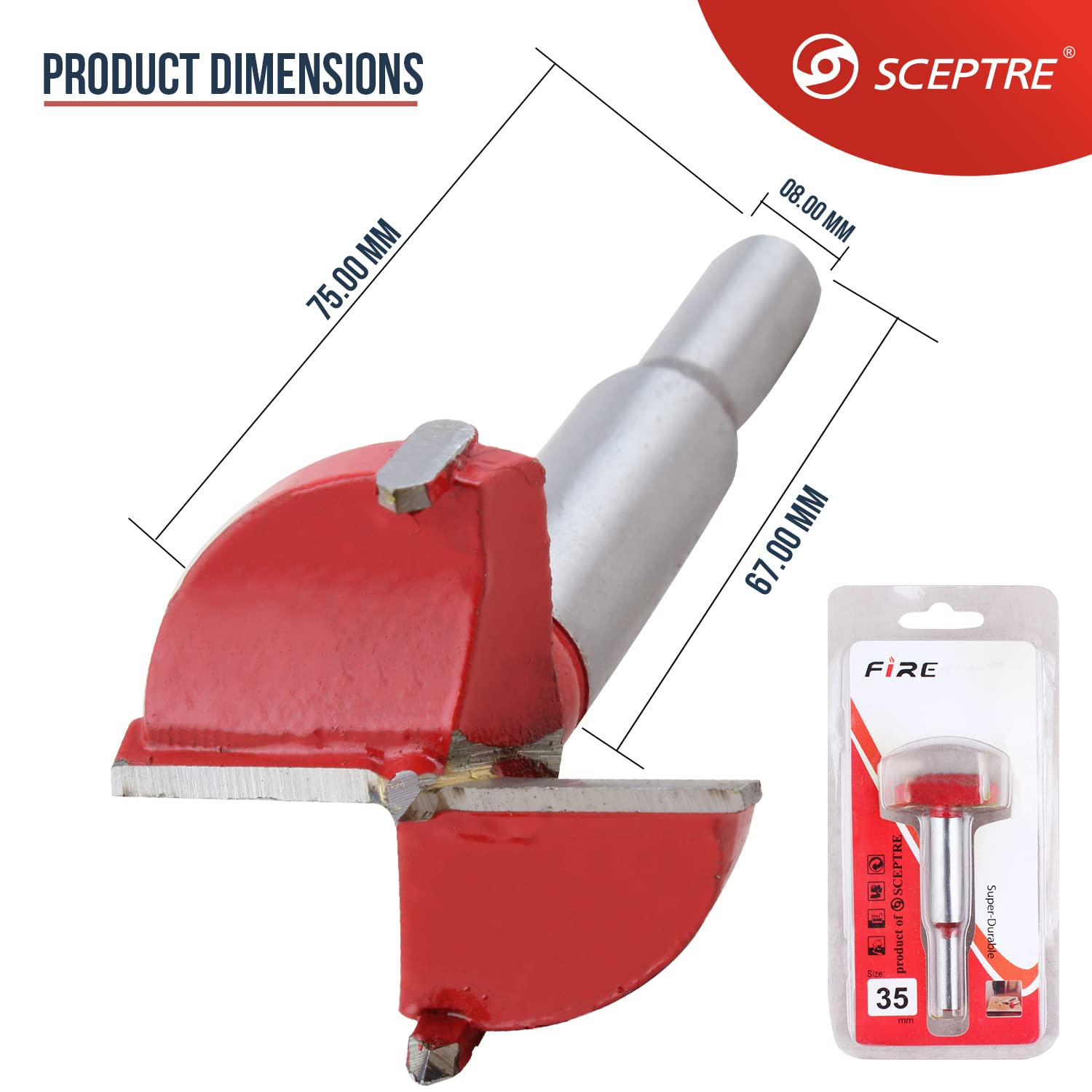 SCEPTRE 35mm Tungsten Carbide Bit Wood Hole Saw Super Durable