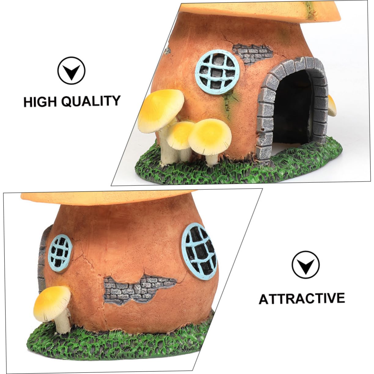 Happyyami 1pieza Adorno De Acuario De Premium Refugio Decorativo para Peceras Castillo De Hongos para Reptiles y Tortugas Suministro Acuático Natural