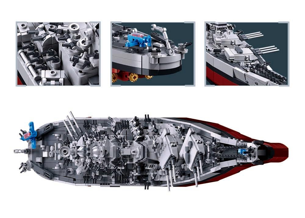 Sluban USS Missouri M38-B1291 - Maqueta de buque de guerra (77 cm de largo), color gris y rojo