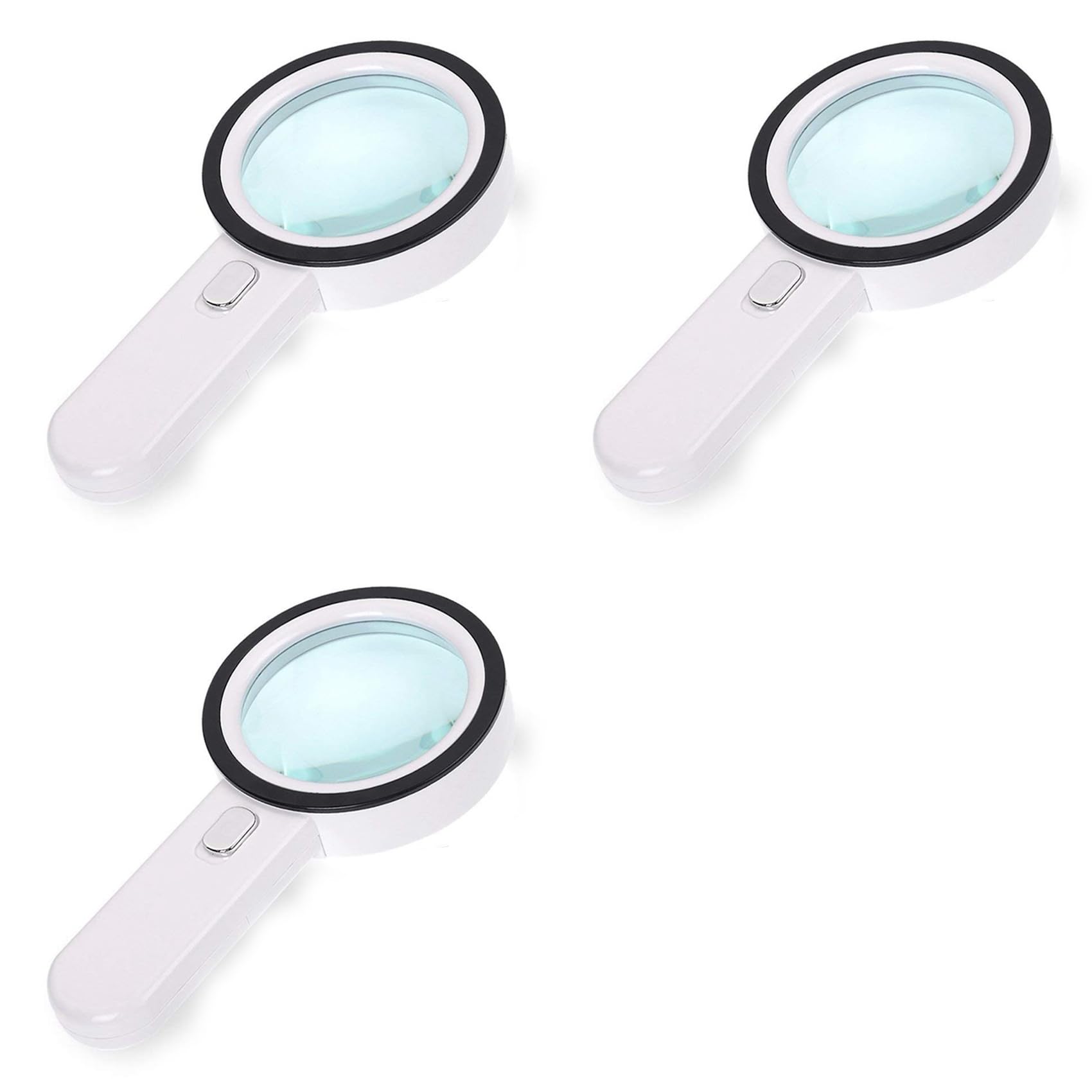 Jnchdghwa 3pcs Magnifying Glass 20X, Large Magnifier with Light, LED Illuminated Handheld, Premium High Power Magnifying Glass