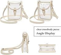 Vista 6 de FAIME Pequeña bolsa transparente aprobada para estadios, bolsa cruzada transparente para teléfono celular con correa ajustable para conciertos