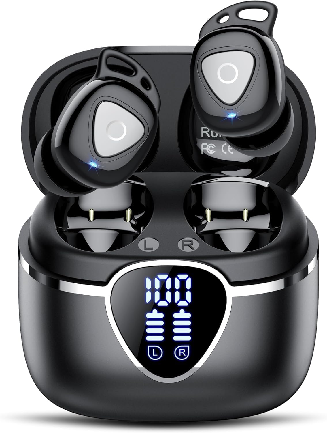 Bluetooth Headphones, 5.4 In Ear Bluetooth Earphones with 4 Mics Enc Noise Cancellation, 40 Hours Wireless Headphones LED Display USB-C IP7 Waterproof Touch Control Wireless Headphones for iOS/Android