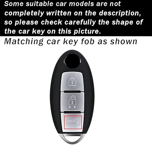 Miniatura 2 de ontto Funda para llavero de 3 botones para Nissan con Keychian Fit para Infiniti Smart Remote Cover Negro