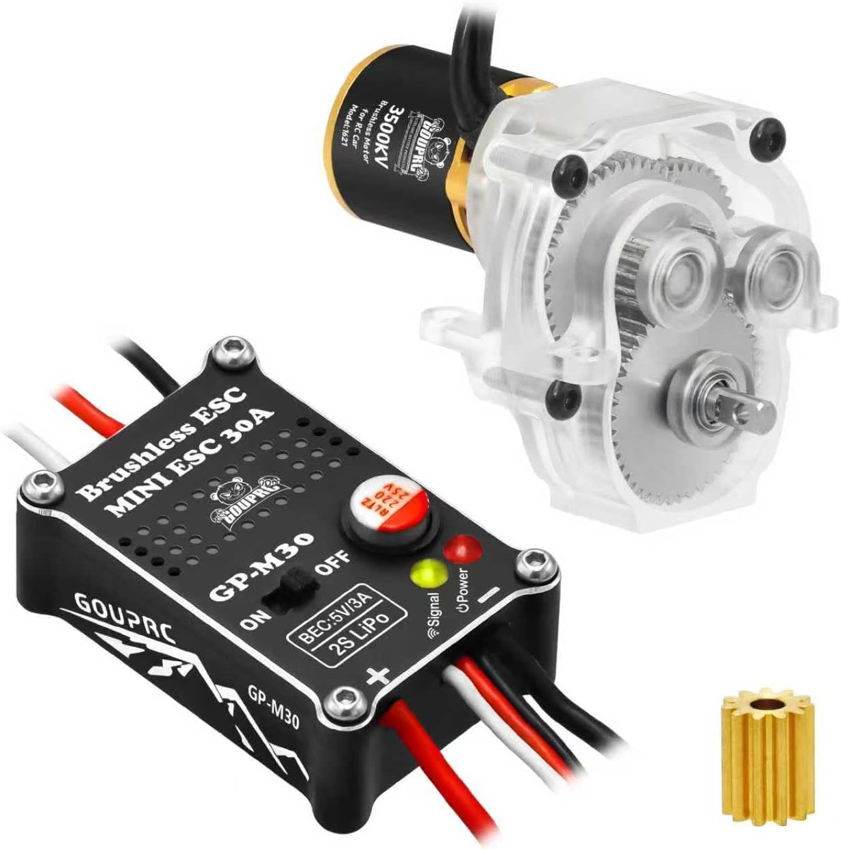GOUPRC Upgrade 30A Brushless ESC & 1621 3500KV Outrunner Brushless Motor with Transmission Combo Kit for TRX4M 1/18 RC Car Crawler Buggy Truck