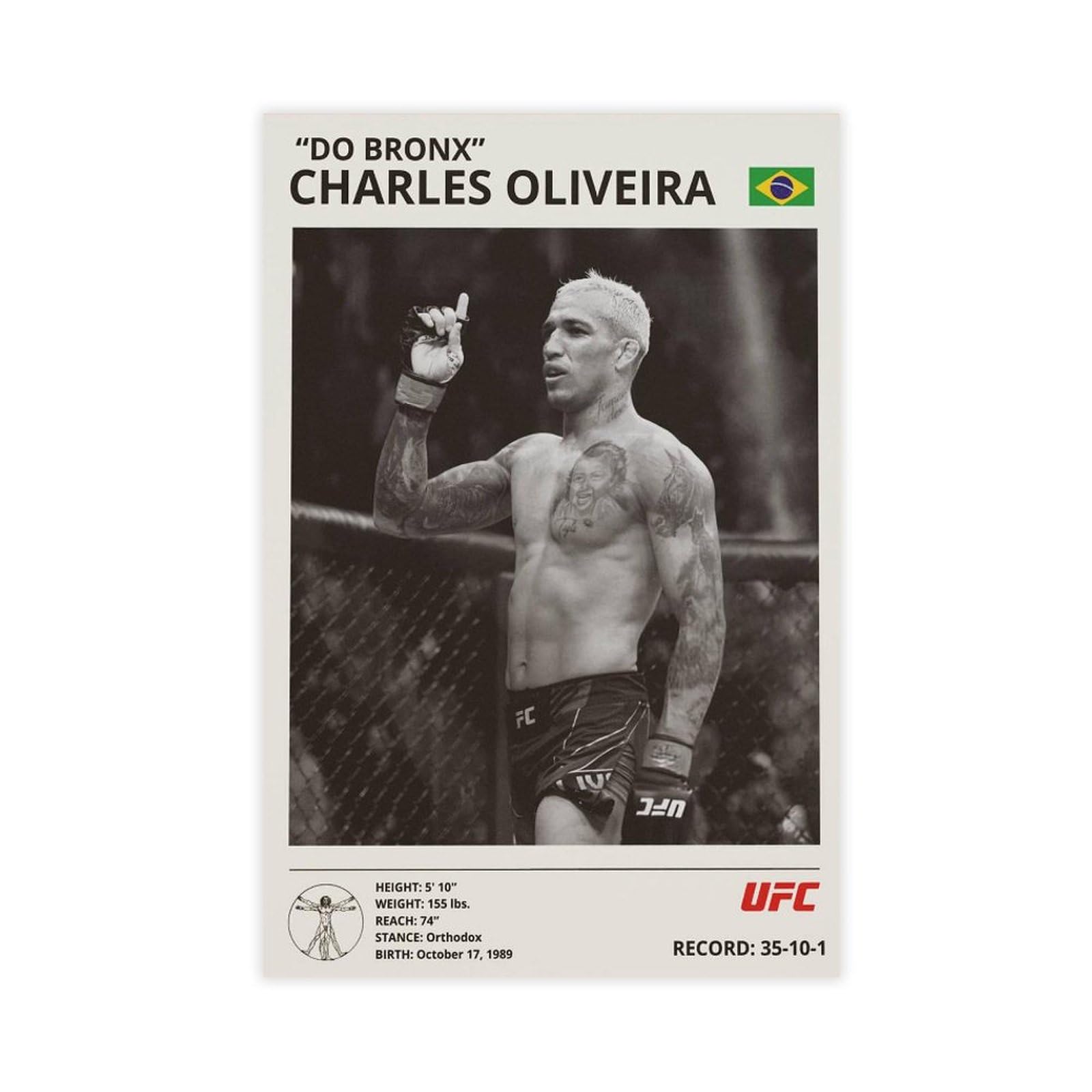QGVBGF Charles Oliveira Canvas Poster Bedroom Decor Landscape Office Room Decor Gift 12x18inch(30x45cm)