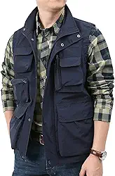 Colete masculino leve para viagem ao ar livre, trabalho, pesca, fotografia com vários bolsos