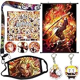 Demon Slayer Rengoku Gift Set,Stickers,Keychain,Poster,Pins, Mask,Lanyard (Rengoku)