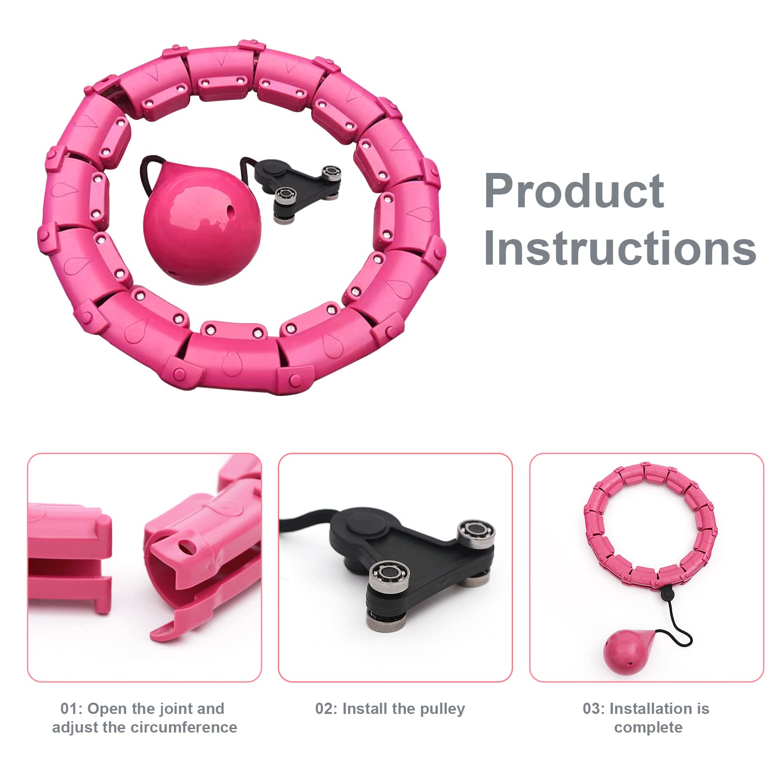 Jinkey Hullahub Reifen zum Abnehmen, Hula Hup Reifen Erwachsene 28 Teiliger Abnehmbarer Hulahupreifen Smart Hula Fitness mit Gewicht für Fitness, Anfänger und Gewichtsverlusttraining