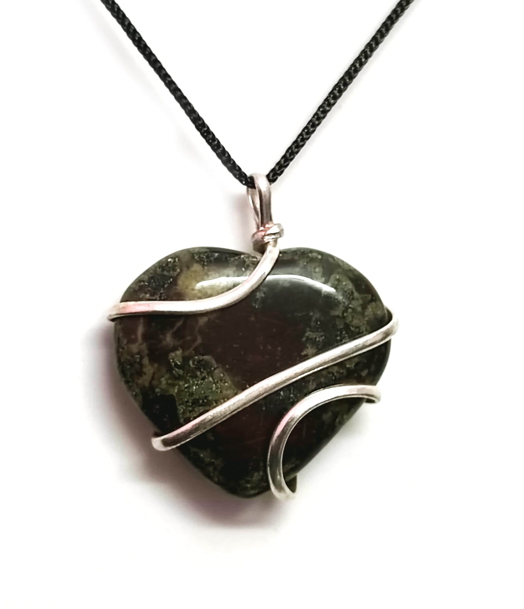 Natural Blood Stone Heart Shaped Wire Wrap Crystal Pendant For Men & Women-image-12