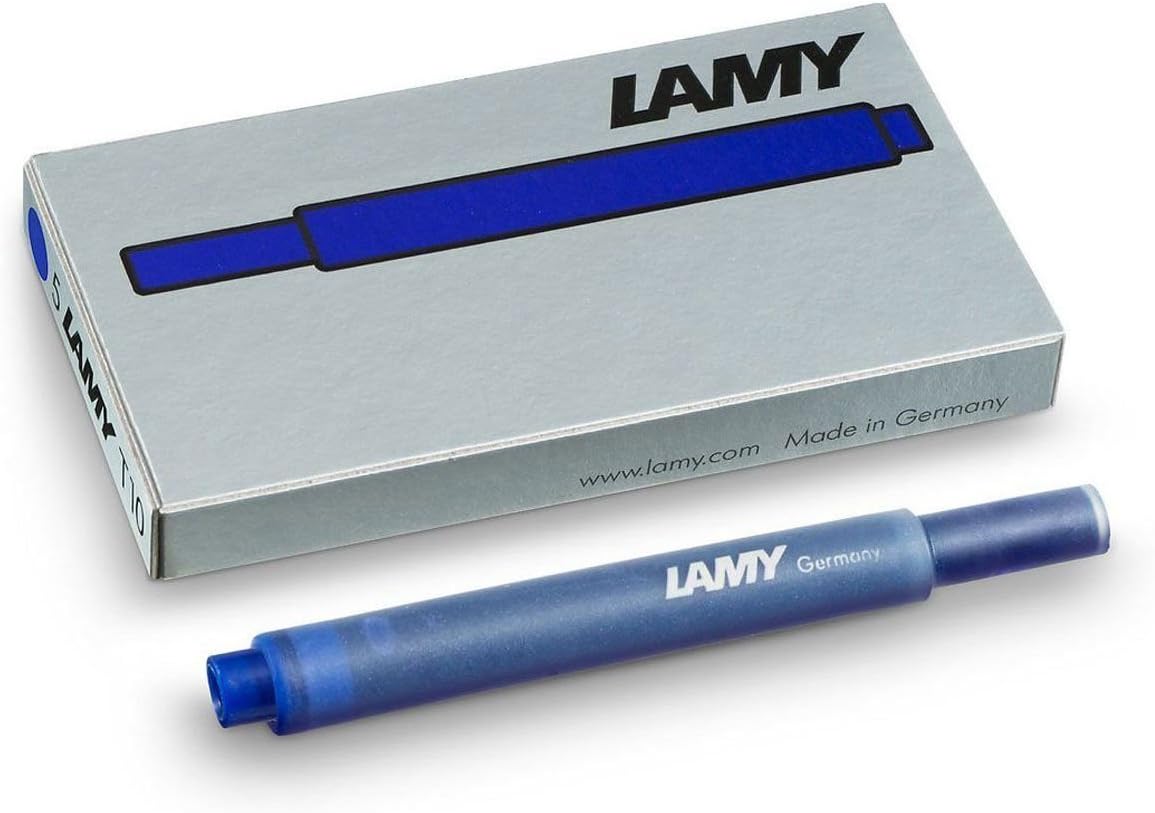 Lamy Safari Fountain Pen Set, Medium Nib + 6 Blue Ink Cartridges (Green)