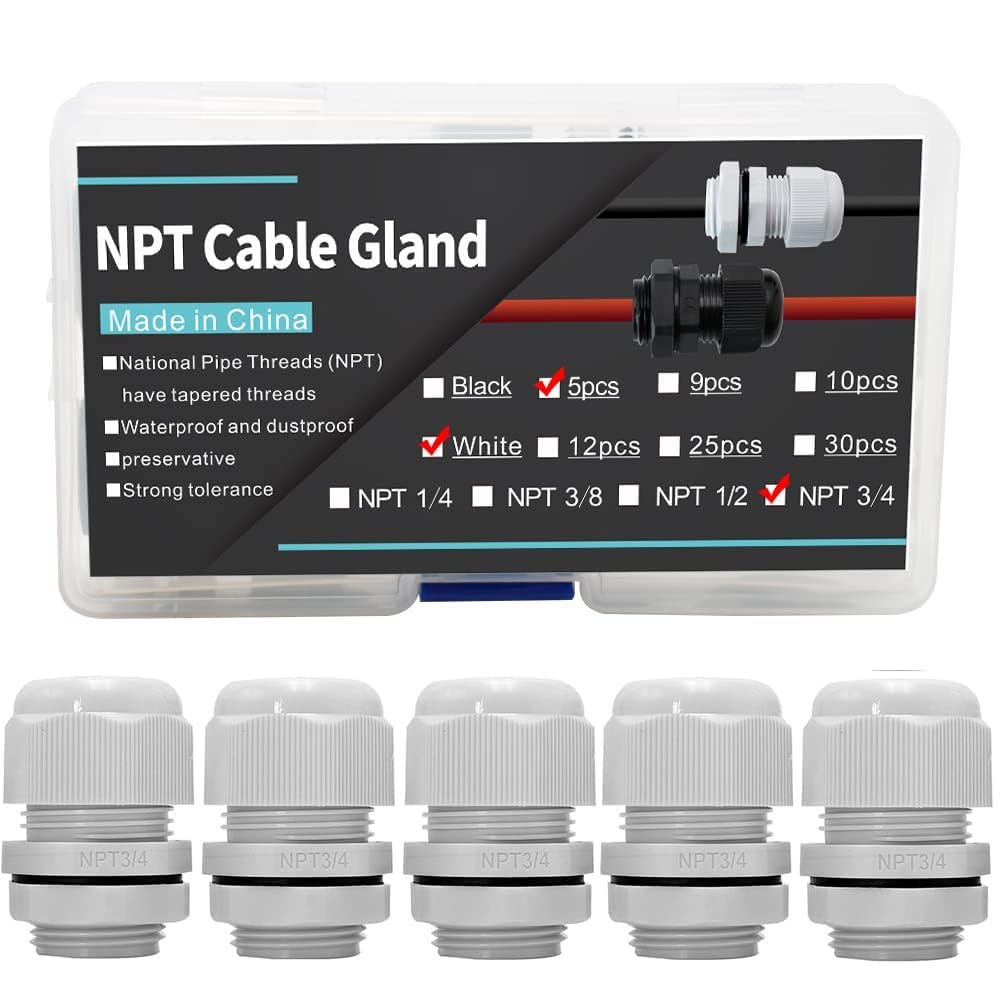 Raccords de conduits électriques NPT 1,9 cm | Grand presse-étoupe blanc étanche AIRTAK