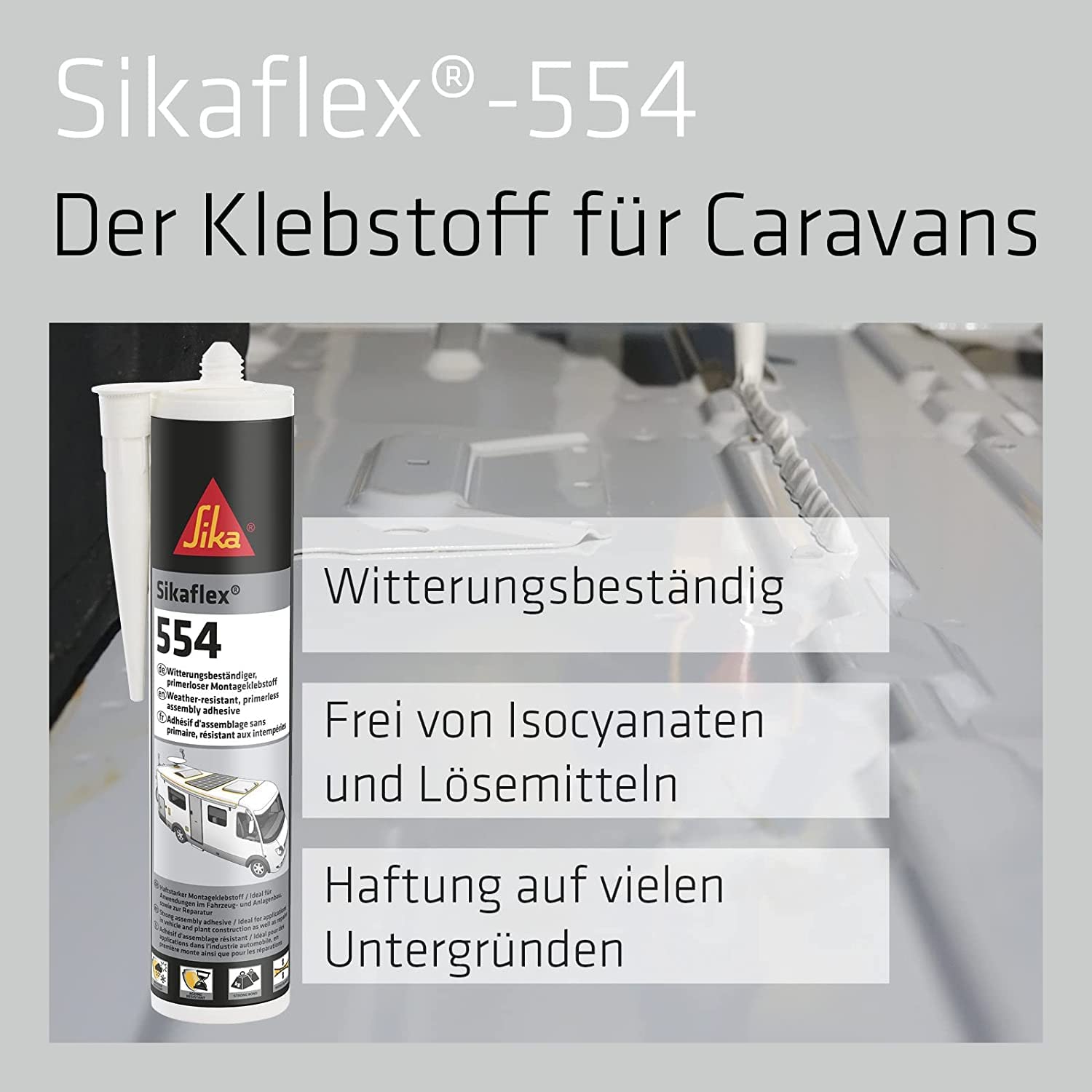 Sikaflex 554 Lot de 6 tubes de colle STP pour caravane Blanc 300 ml