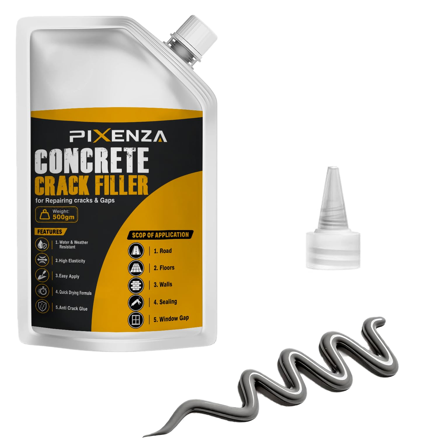 Concrete Crack Filler Sealant. Waterproof Fast-Drying Concrete Sealer Repair Crack & Wall Gap, Self Leveling High Elasticity Cement for Driveway, Sidewalk, Patio, Slabs, Garage Floor. (500gm)-image-2