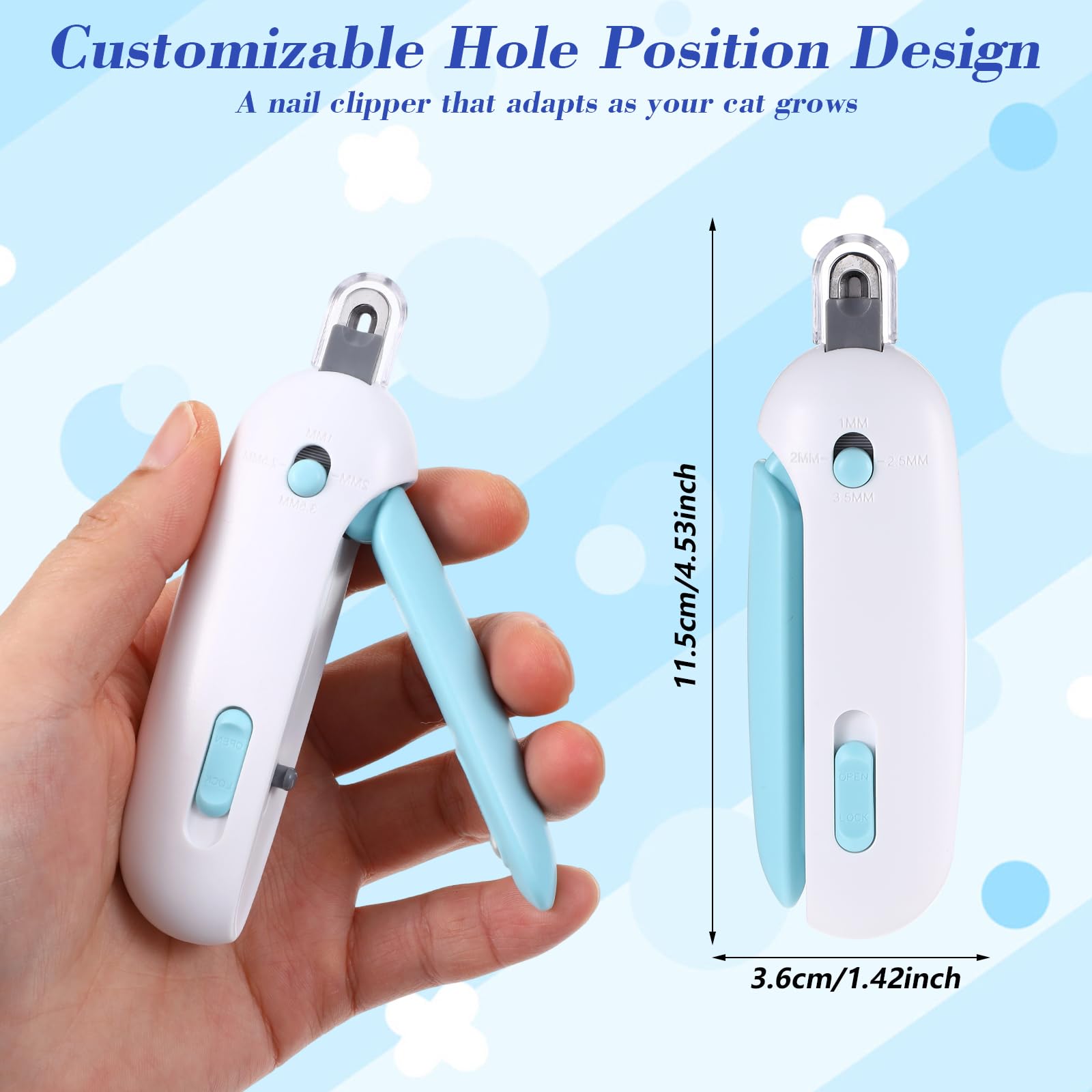Lusofie Bezbolesny obcinacz do pazurów dla kotów domowych, szybki i bezpieczny trymer do pazurów z osłoną zapobiegającą przecinaniu, konstrukcja zapobiegająca rozpryskiwaniu i ukryty pilnik do