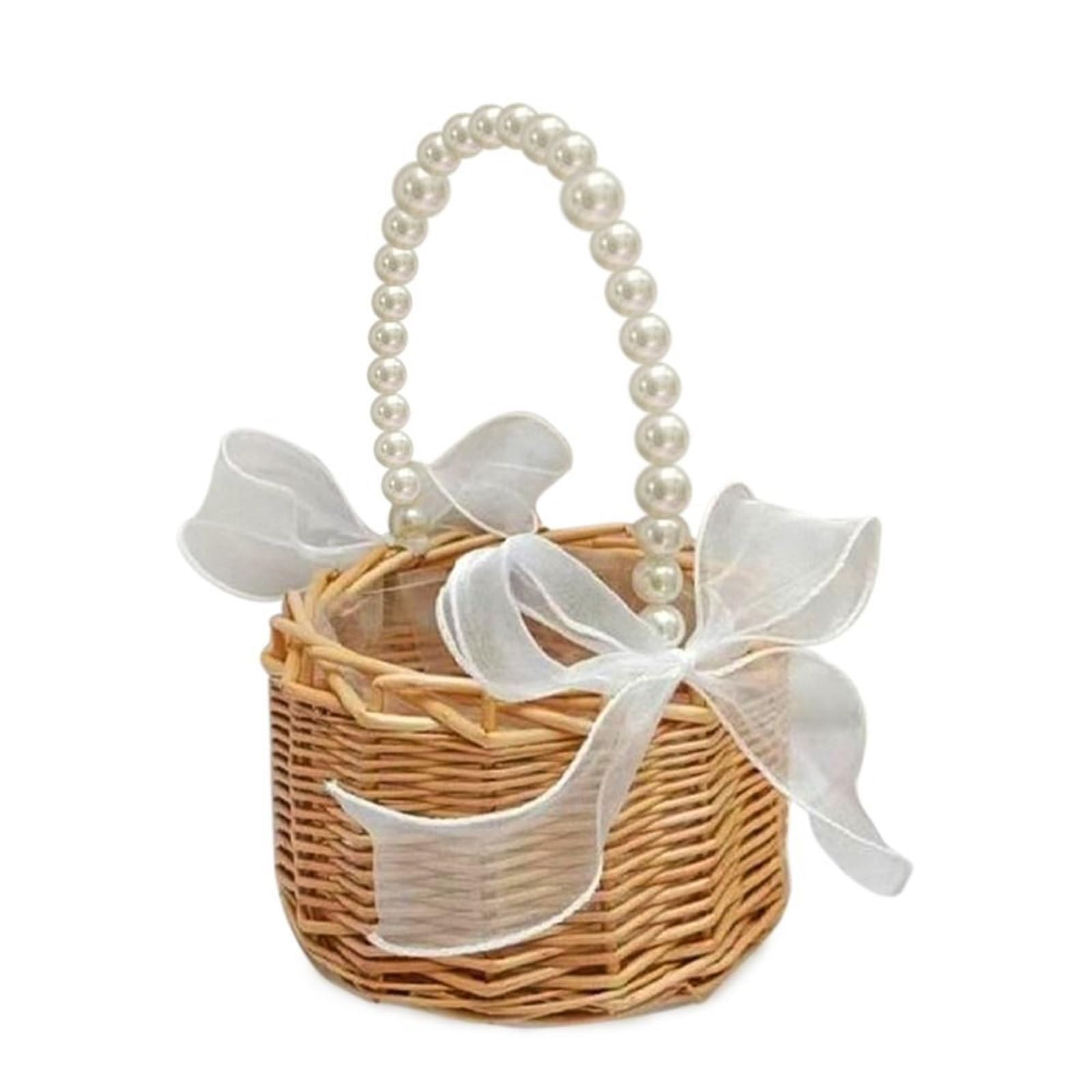JFNKLFG Woven Plant Pot Small Flower Basket Arrangement Willow Rattan Woven Wicker Half Moon Storage With Handle Baskets(Color 3)