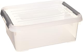 CURVER | handy box - Plus 12L + clips Gris Avec Couvercle, Transparent, handy +, 40x29x15 cm