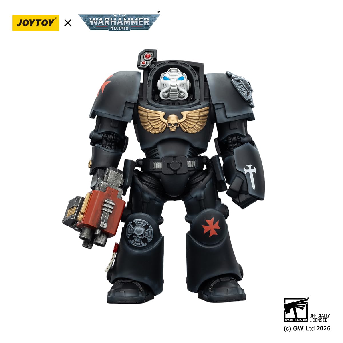JOYTOY Action Figures Warhammer 40K Terminator Squad 1/18 Movable Model Collectible Figurine Ages 15+ (BlackTemplars Terminator 2 with Power Fist and Storm Bolter) - 3