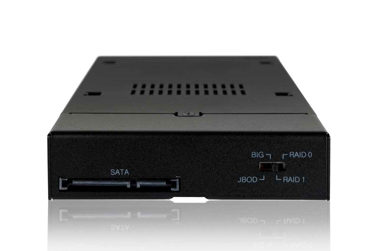 ICY DOCK ToughArmor MB992SKR-B Rack móvil, Robusto gabinete de Rack metálico para 2 x SSD o 2.5" SATA HDD en 1 bahía de 3.5 con Sistema Raid Integrado, Raid 0/1 / Big/JBOD