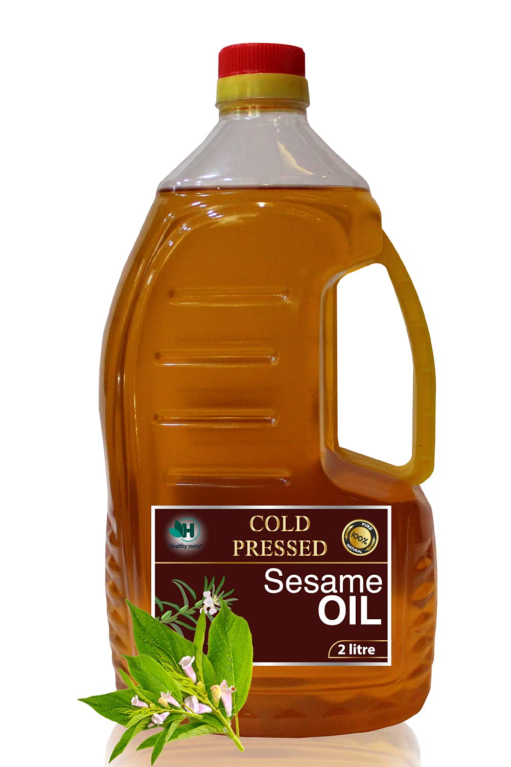 Healthy Roots 2L Cold Pressed Sesame/Gingelly Oil (Virgin, Chekku/Ghani) - 2 Litre Wood Pressed Sesame oil for cooking