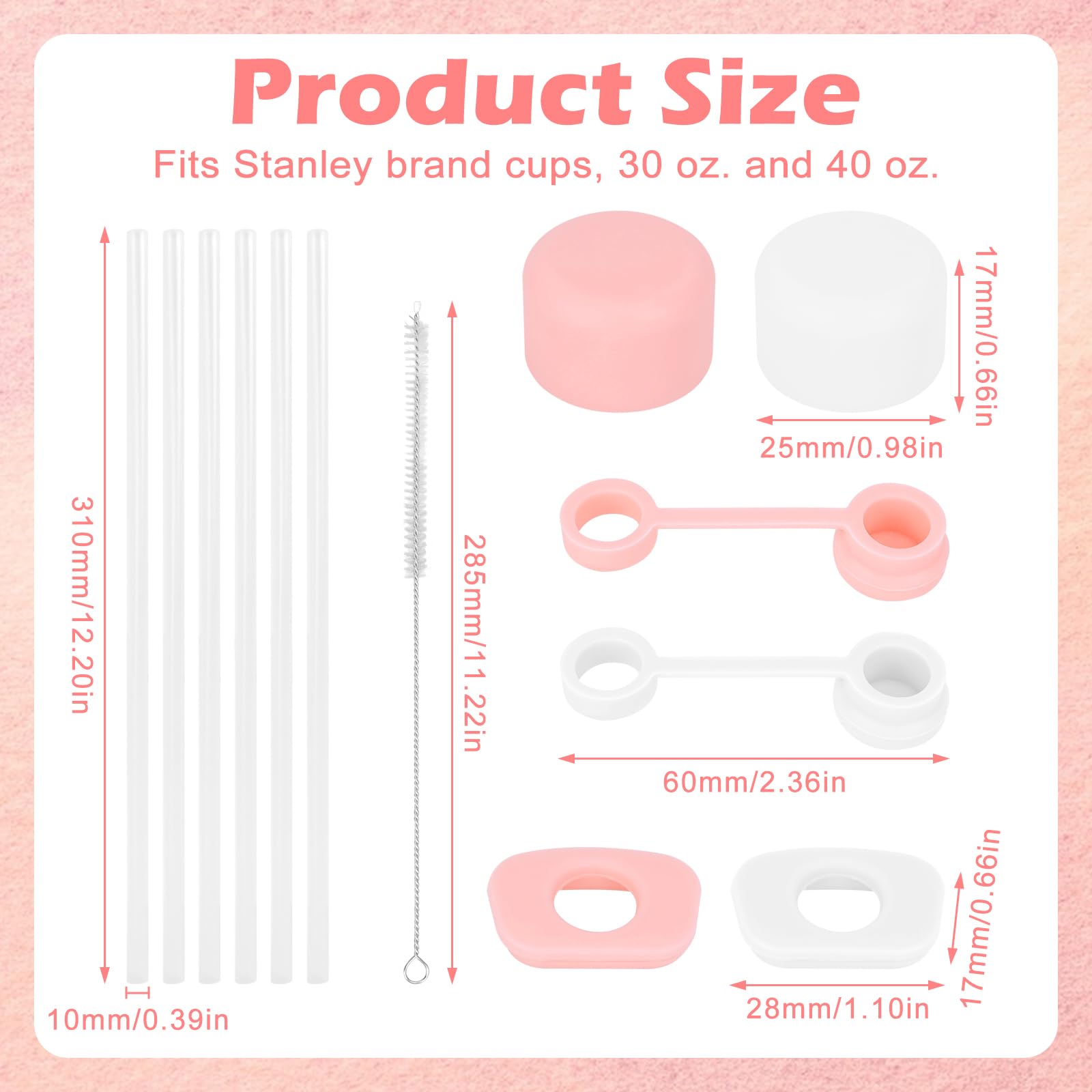 6 Cannucce Lunghe Per Stanley Cup + 6 Protezioni Silicone - Kit Accessori Con Spazzole Di Pulizia - Foto 3