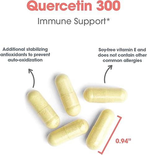 Miniatura 5 de Allergy Research Group Quercetin 300 Suplemento dietético – Apoyo inmunológico, estabilizado con antioxidantes, bioflavonoide, célula de mástil,