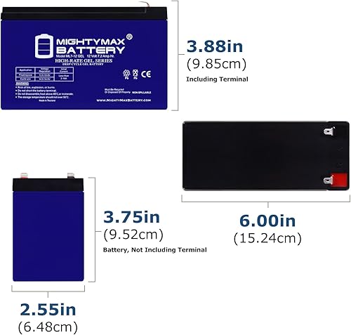 Miniatura 2 de Mighty Max Battery Batería de repuesto de gel F1 de 12V 7AH compatible con Power Rite PRB127-2 unidades