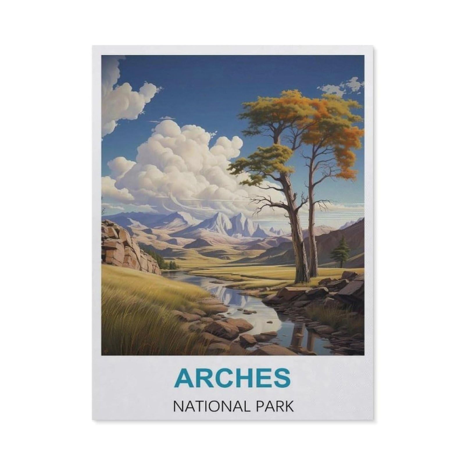BEAYODKP 5D Diamond Painting，Arches National Park Vintage Travel Poster，Diamond Embroidery Cross Stitch（30 x 40 cm/11.81 x 15.74 inches）-CA71