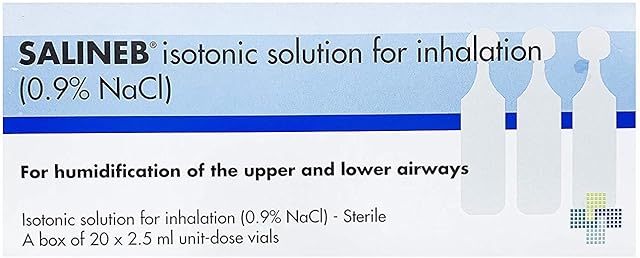 Isotonic 0.9% Sodium Chloride NaCl Inhalation Saline Solution humidifying Airway - 20 X 2.5ml Unit-dose vials